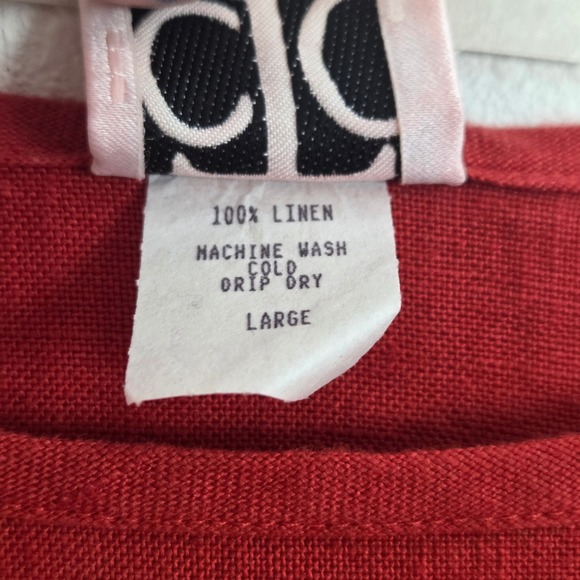 CTC Linens Seamed Crop Top Red 100% Linen Boxy Long Sleeve Women Large CTC 541L - Picture 5 of 9